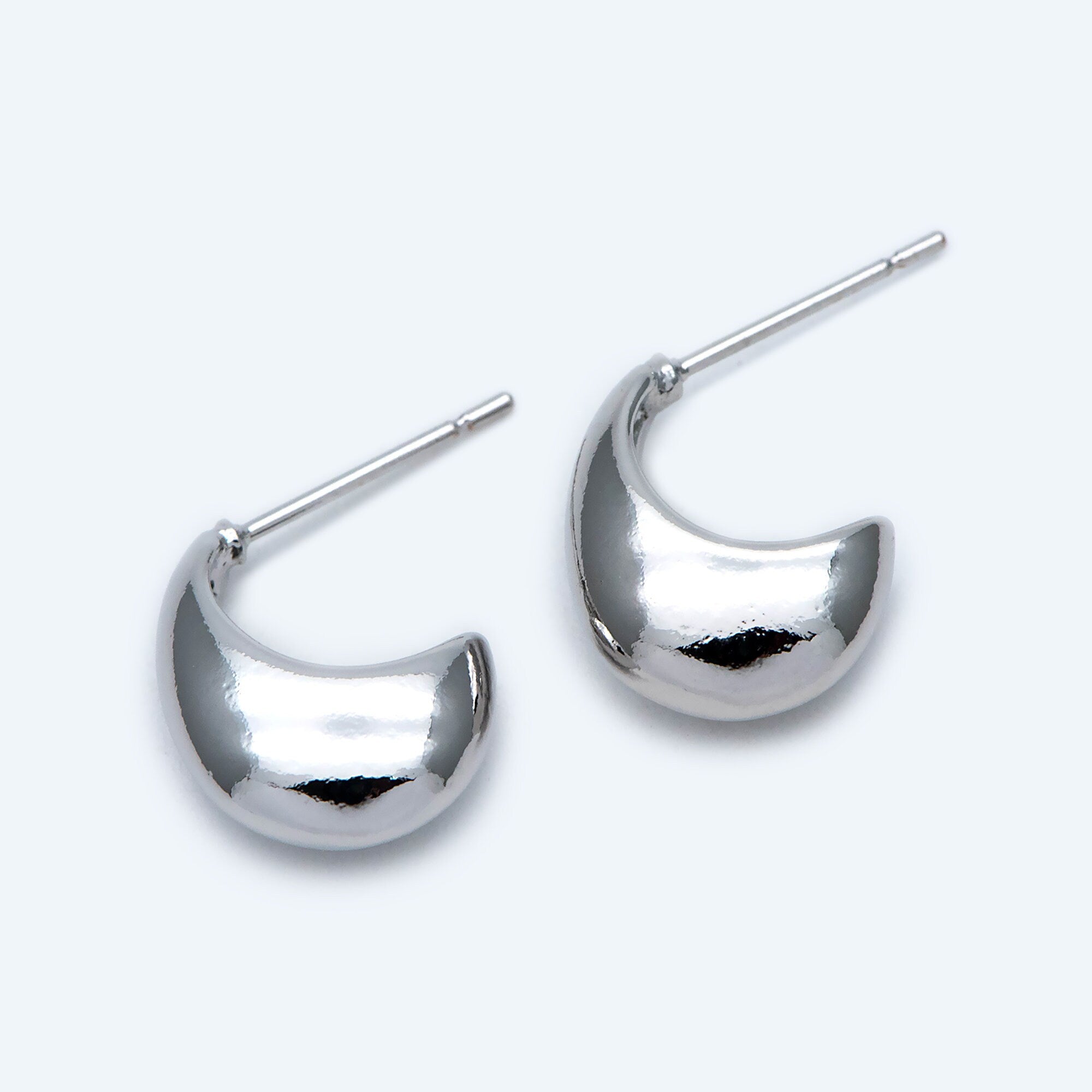 10pcs Gold/Silver tone Minimalist Ear Posts, 18K Gold plated Brass Ear Posts, Moon Stud Earring (GB-1850)
